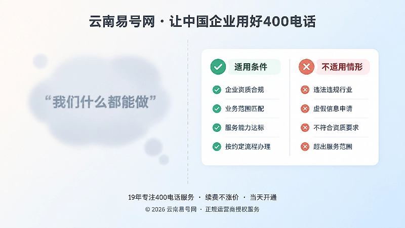 对比式插画：左侧模糊标语气泡与右侧清晰条件清单并列