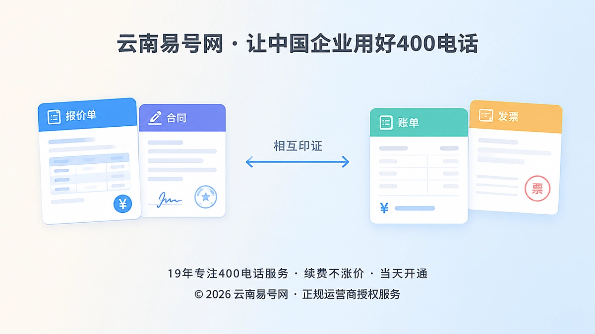2026年400电话诚信新标准：报价合同账单发票相互印证