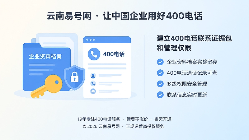 企业建立400电话联系证据包和权限管理的示意图
